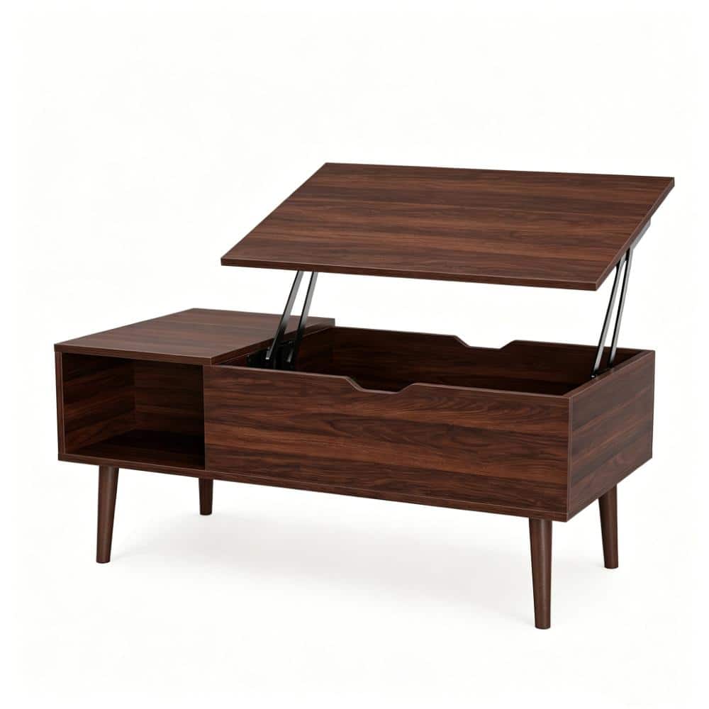 Mid-Century Modern 40 in. Small Rising Rectangle Wood Lift Top Coffee Table with Hidden Compartment Storage, Dark Brown price history on PriceWatchPro