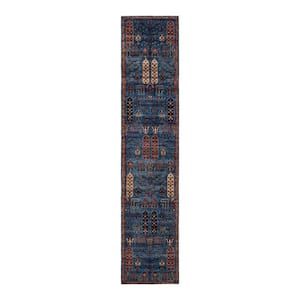 Serapi One-of-a-Kind Traditional Light Blue 2 ft. x 12 ft. Runner Hand Knotted Tribal Area Rug