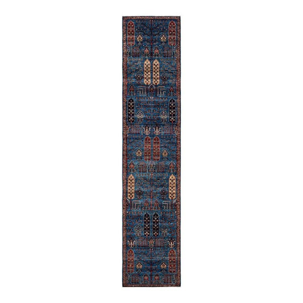 Solo Rugs Serapi One-of-a-Kind Traditional Light Blue 2 ft. x 12 ft. Runner Hand Knotted Tribal Area Rug