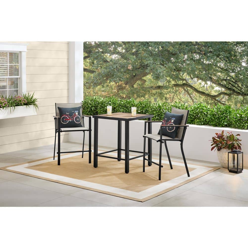 StyleWell Longview 3-Piece Metal Outdoor Counter Height Dining Set With Padded Sling SH25S3295H