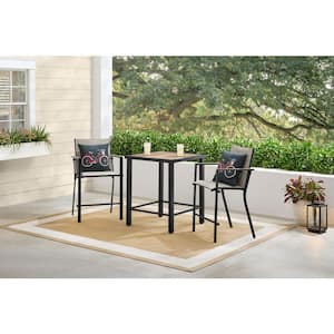 Longview 3-Piece Metal Outdoor Counter Height Dining Set With Padded Sling
