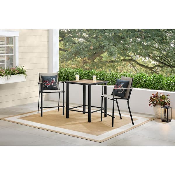 Longview 3-Piece Metal Outdoor Counter Height Dining Set With Padded Sling