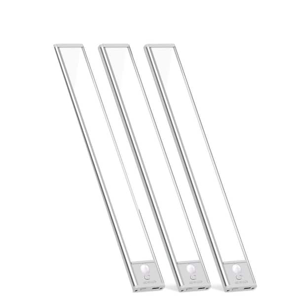 White LED Under Cabinet Light with Motion Sensor Lamp, 3 Color Dimmable, Rechargeable, 3-Pack