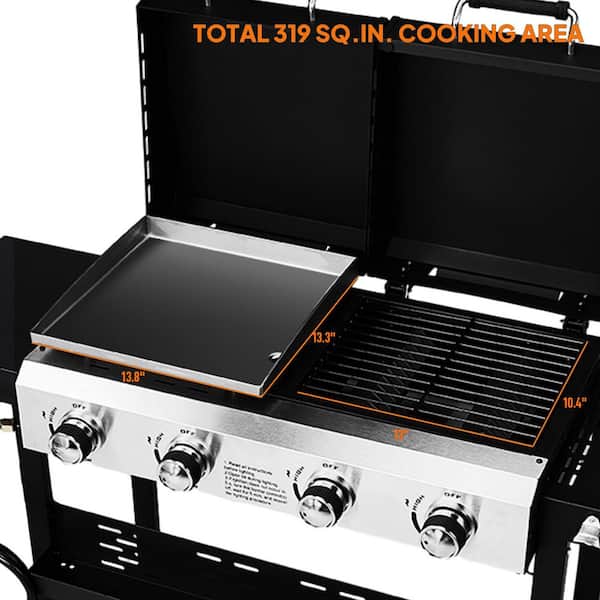Karl home 4-Burner 2-in-1 Outdoor Stove Propane Grill and Griddle