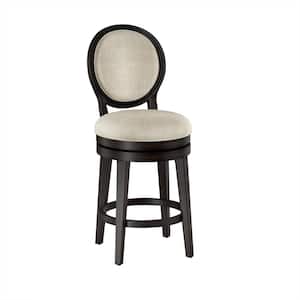 Dayton 26.25 in. Coffee Bean Full Back Wood Counter Stool with Fabric Seat