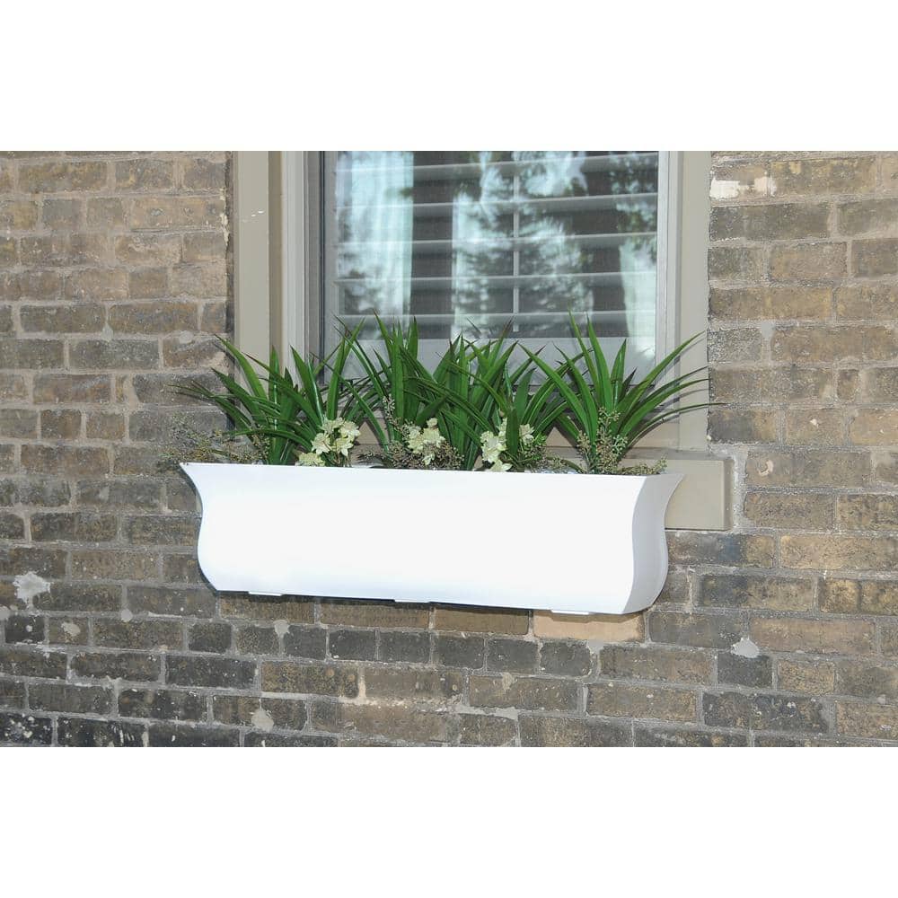 Valencia 36" White Polyethylene Self-Watering Window Box