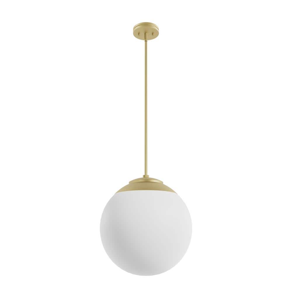 Hepburn 16" Modern Brass Globe Pendant with White-Cased Glass