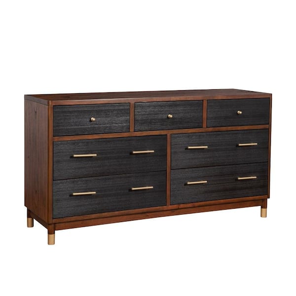 Benjara 60 in. Brown and Black Wooden Dresser Without Mirror