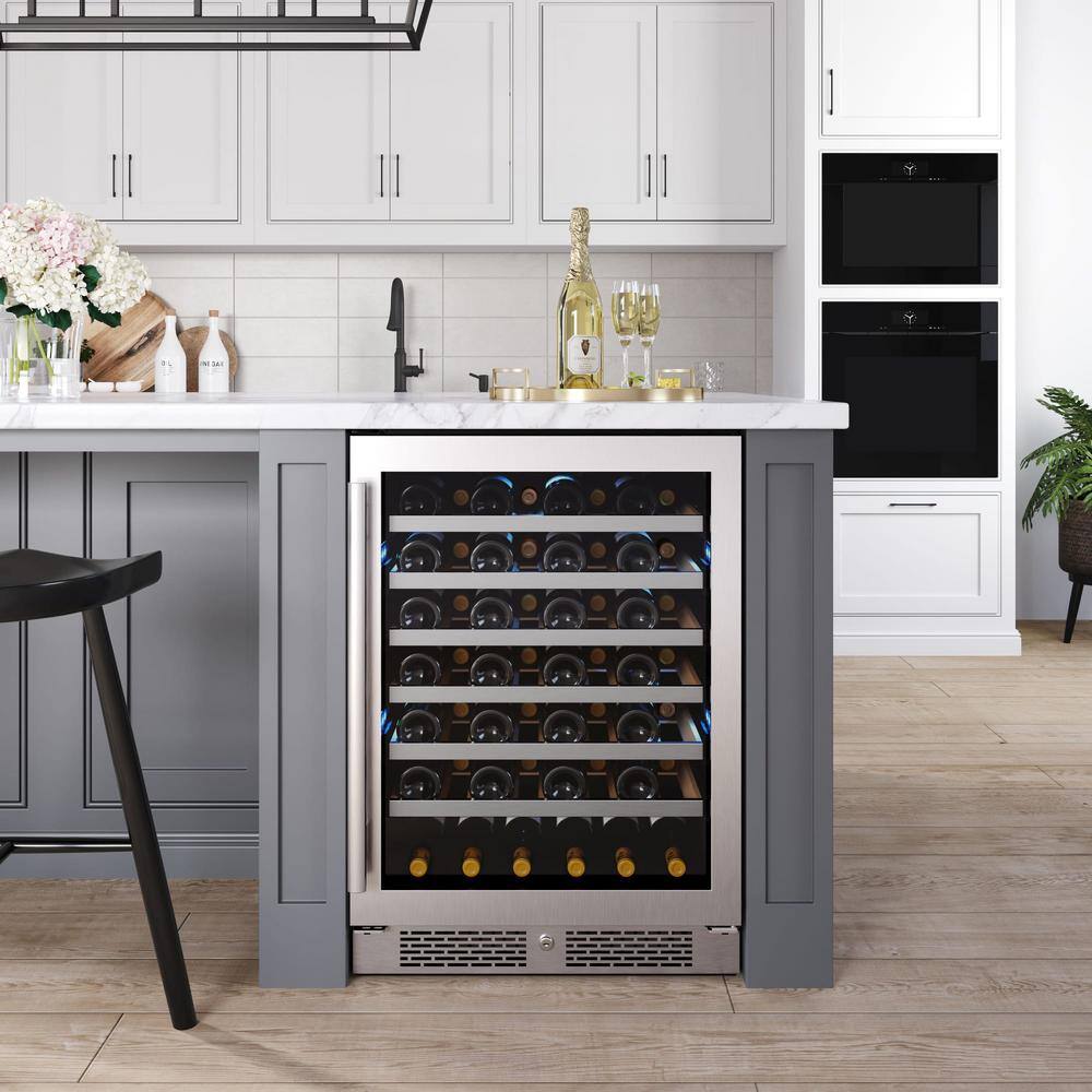 Stainless Steel 53-Bottle Single Zone Wine Refrigerator