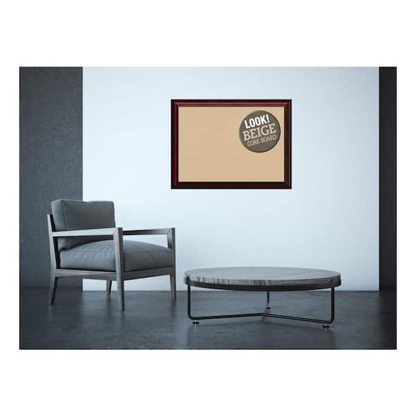 Amanti Art Rubino Cherry Scoop Wood 31 in. x 23 in. Framed Beige Cork Board