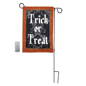 36 in. x 15 in. Lighted Outdoor Banner with Garden Flag Stand - Trick-or-Treat