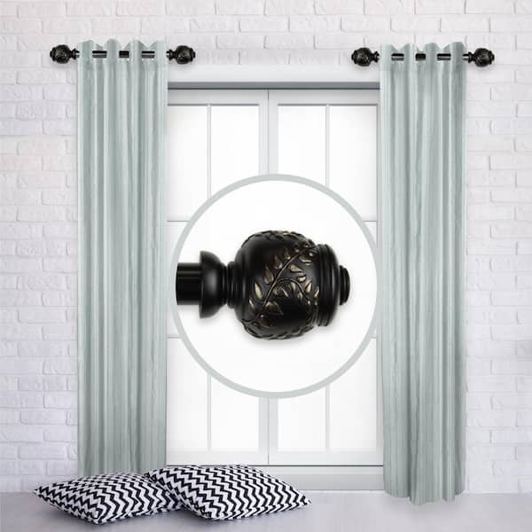 Rod Desyne Colette 12 in. - 20 in. L Adjustable 1 in. Dia Single Side Window Curtain Rod in Black (Set of 2)