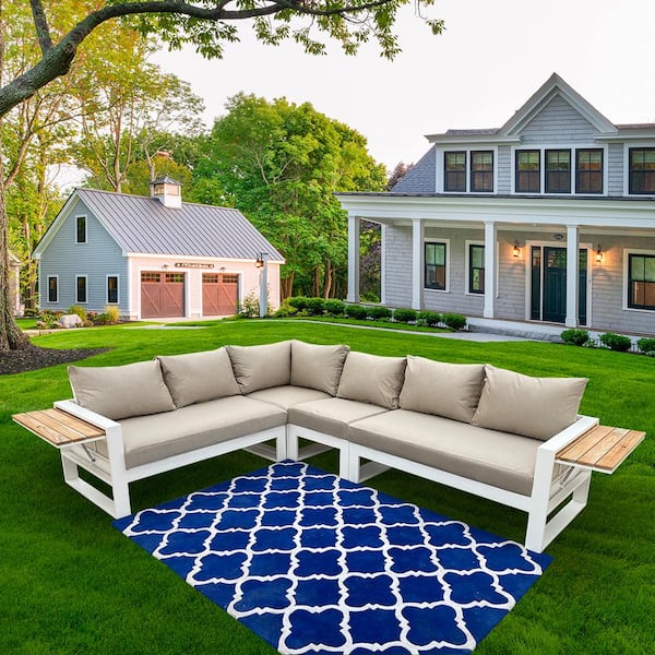 Denver 4-Piece Aluminum Outdoor Patio Sectional Set with Cast Ash Acrylic Cushions