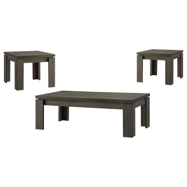 Coaster 3Piece 48 in. Weathered Gray Large Rectangle Wood Coffee Table Set 701686 The Home Depot