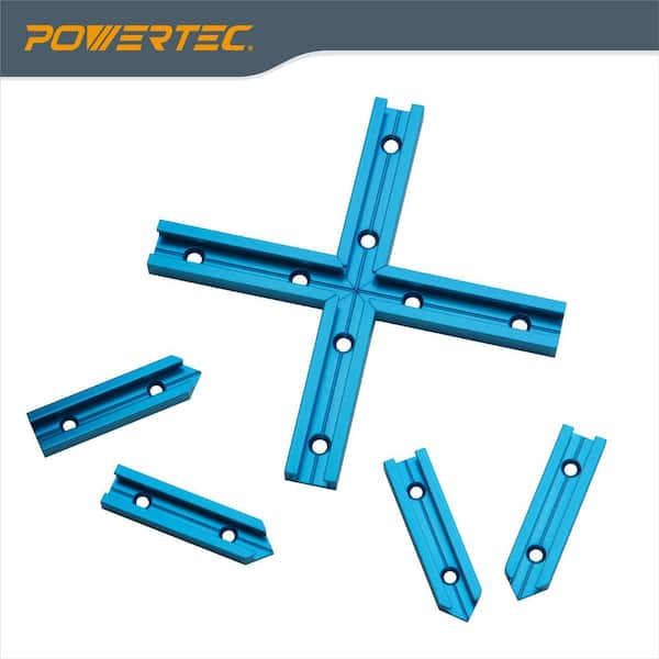 POWERTEC 71712 36 inch Double-Cut Profile Universal T-Track with Predrilled Mounting Holes with Intersection Kit