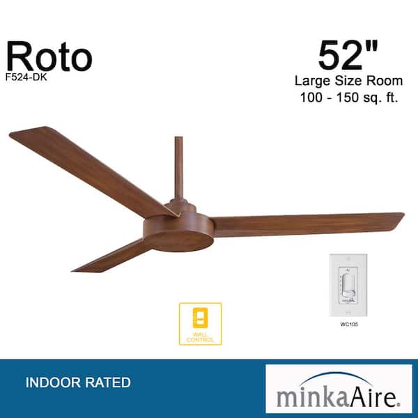 Indoor Distressed Koa Ceiling Fan, Minka Aire Roto Ceiling Fan