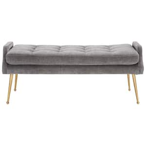 Everdeen Charcoal/Gold Entryway Bench With Cushion 47.64 in.