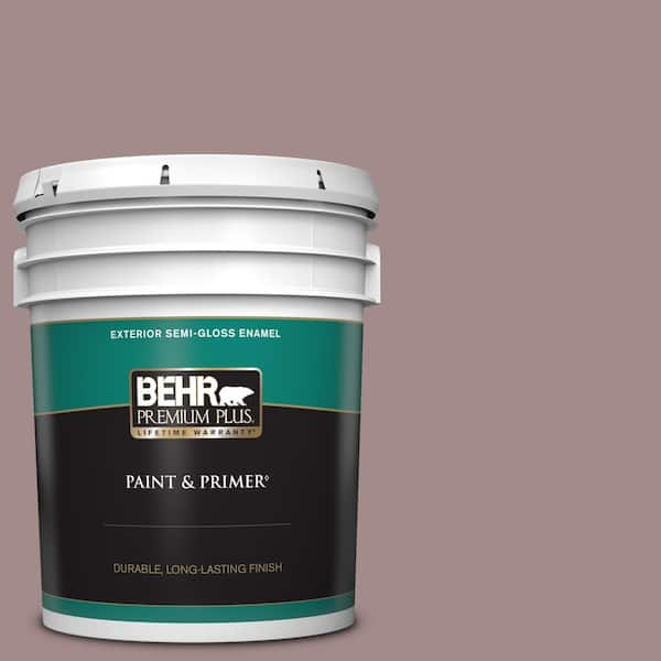 BEHR PREMIUM PLUS 5 gal. #PPU17-15 Cameo Rose Semi-Gloss Enamel Exterior Paint & Primer