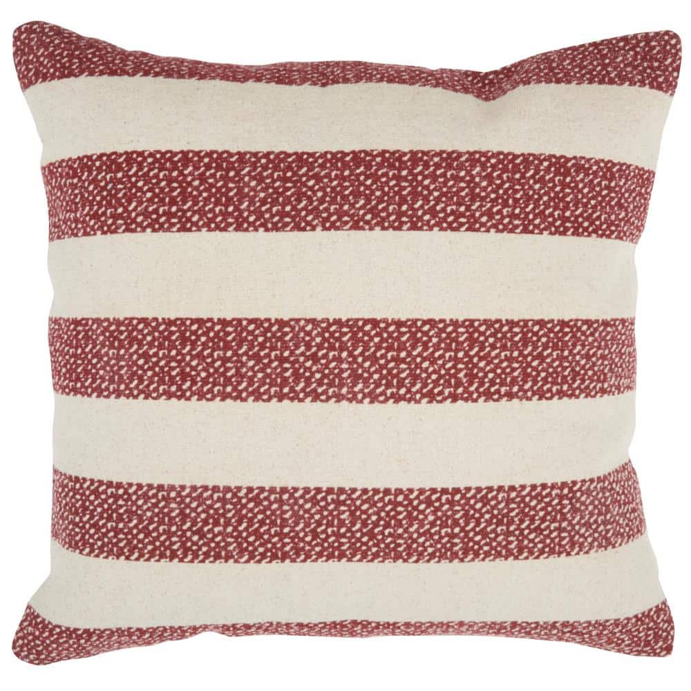 20"x20" Red and White Striped Square Throw Pillow