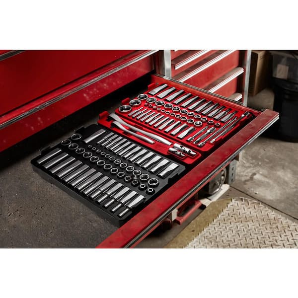 3/8 in. and 1/4 in. Drive SAE/Metric Ratchet and Socket Mechanics Tool Set with PACKOUT Case (106-Piece)