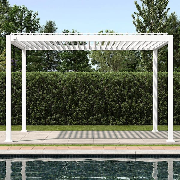 111A 10 ft. x 13 ft. White Aluminum Modern Pergola