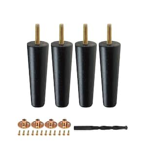 4 in. x 1-5/16 in. Mid-Century Espresso Hardwood Round Taper Leg (4-Pack)