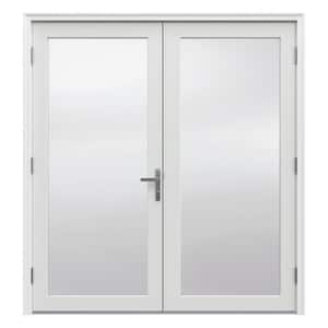 F-4500 72 in. x 80 in. White Right-Hand/Outswing Primed Fiberglass French Patio Door Kit With Screen