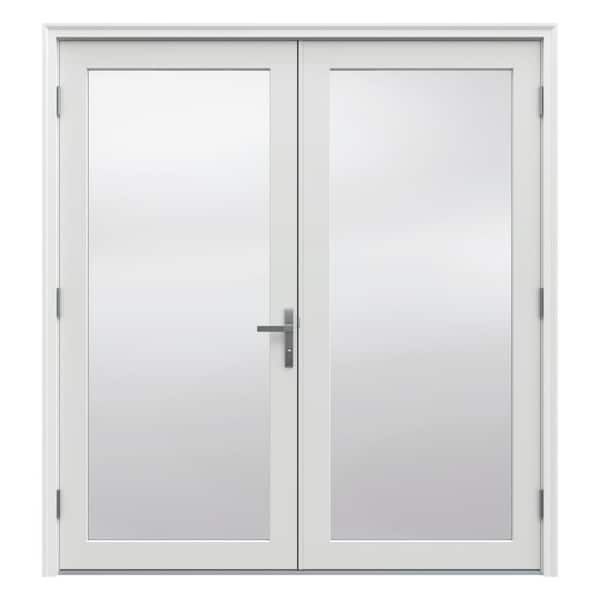 JELD-WEN F-4500 72 in. x 80 in. White Right-Hand/Outswing Primed Fiberglass French Patio Door Kit With Screen