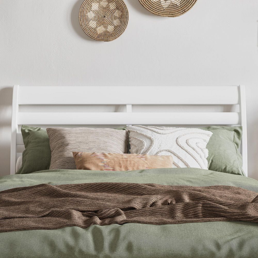 Savannah White Solid Wood Twin Headboard with USB Charger