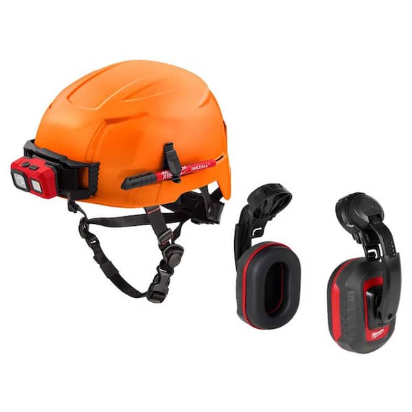 BOLT Orange Type 2 Class E Non-Vented Safety Helmet W/ BOLT Earmuffs with Noise Reduction Rating of 24 dB