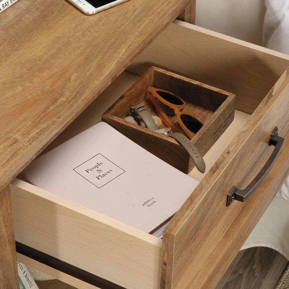 Sindoori Mango Engineered Wood Nightstand with Herringbone Pattern