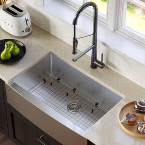 EL-82 Stainless Steel 30 in. Single Bowl Farmhouse/Apron Front Kitchen Sink Kit