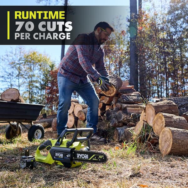 RYOBI ONE+ HP 18V Brushless 10 in. Battery Chainsaw with Extra