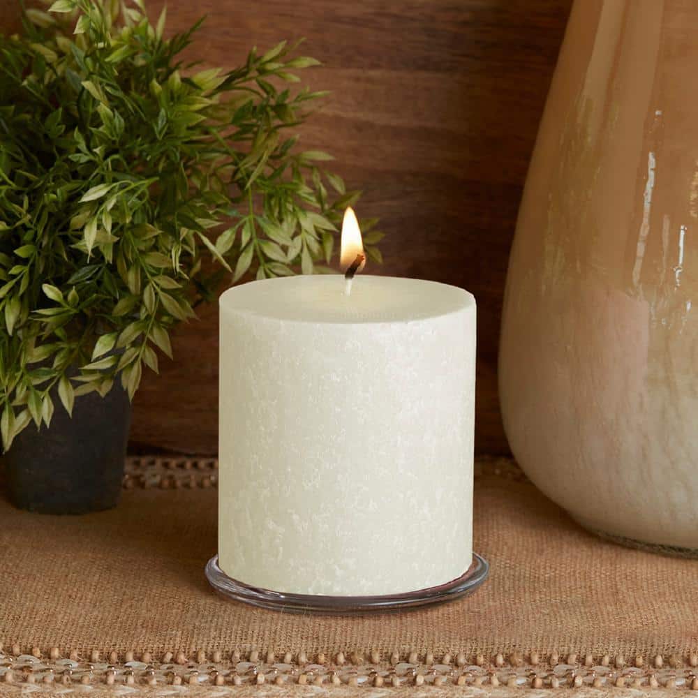 ROOT CANDLES 4 in. x 4 in. Timberline Ivory Unscented Pillar