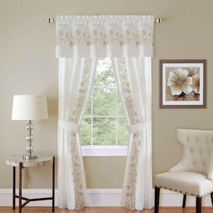 Fairfield 55 in. W x 63 in. L Polyester Light Filtering 5 Piece Window Curtain Set in White