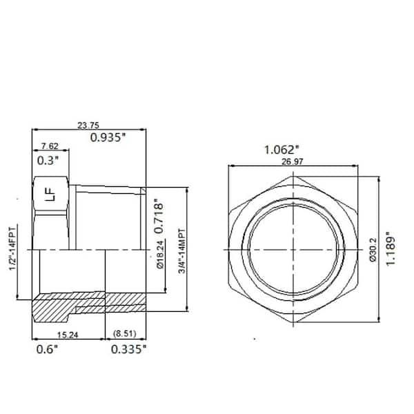 3/4 in. MIP x 1/2 in. FIP Brass Bushing Fitting