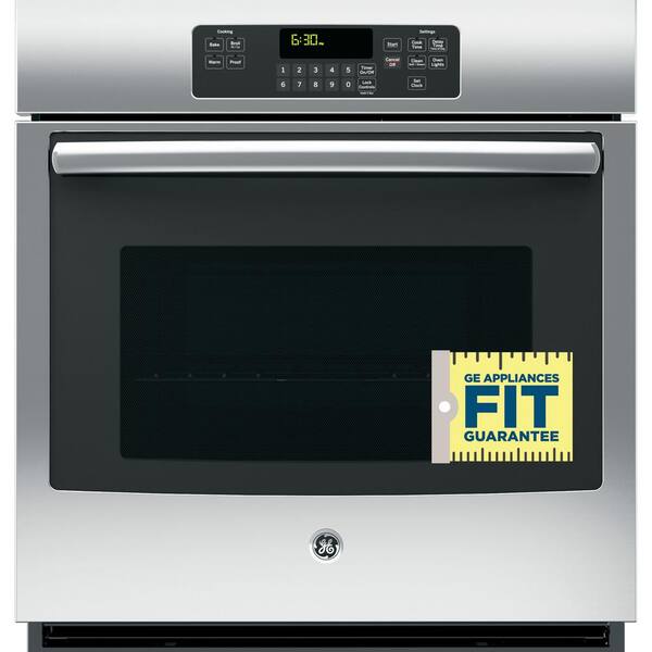GE 27 in. Single Electric Wall Oven Self-Cleaning with Steam in Stainless Steel