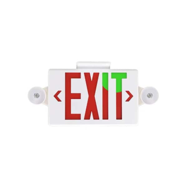 BEYOND LED TECHNOLOGY LED Dual Head Exit & Safety Sign,2 x 2 Watt,Switchable Color Lens, Red and Green , 5000K , 120-277Vac, UL Listed,Pack 2