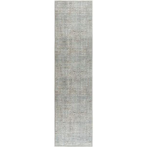 Darling Taupe/Ice Blue Traditional Washable 3 ft. x 10 ft. Indoor Area Rug