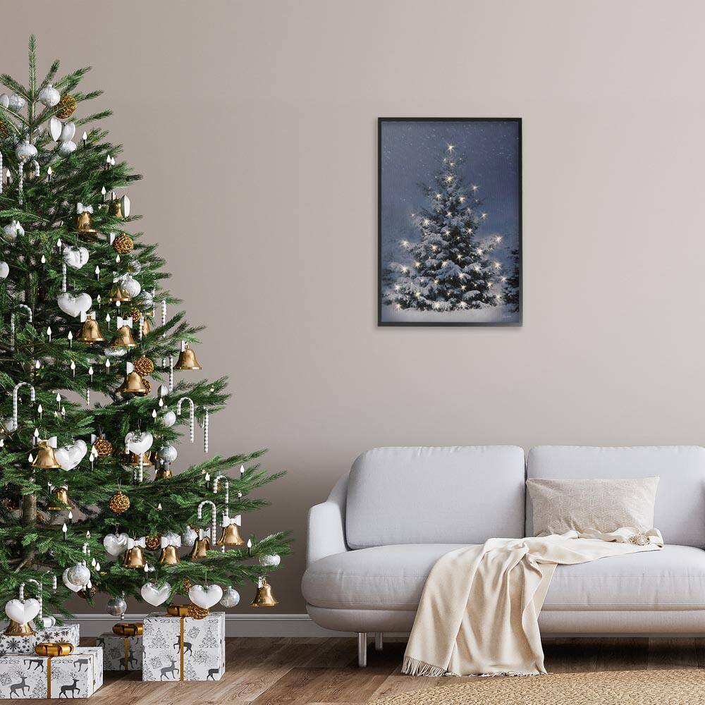 Snowy Nighttime Christmas Tree by Lori Deiter Black Framed Nature Giclee Art Print 30 in. x 20 in. price history on PriceWatchPro