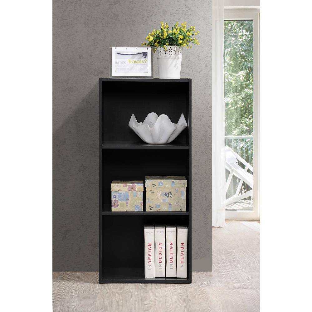 Kids' Playroom Black Bookcase with Cubes and Doors