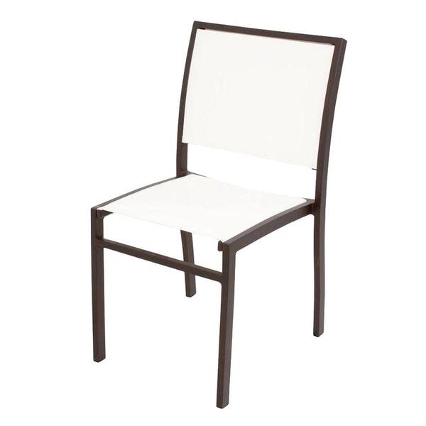 POLYWOOD Bayline Textured Bronze/White Sling Patio Dining Side Chair
