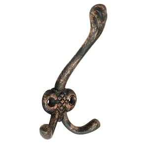 Decorative 5-13/20 in. Copper Finish Single Hat and Double Coat Hook