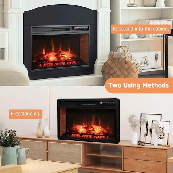 27 in. Recessed or Freestanding Electric Fireplace Insert Heater with 3D Flame Effect