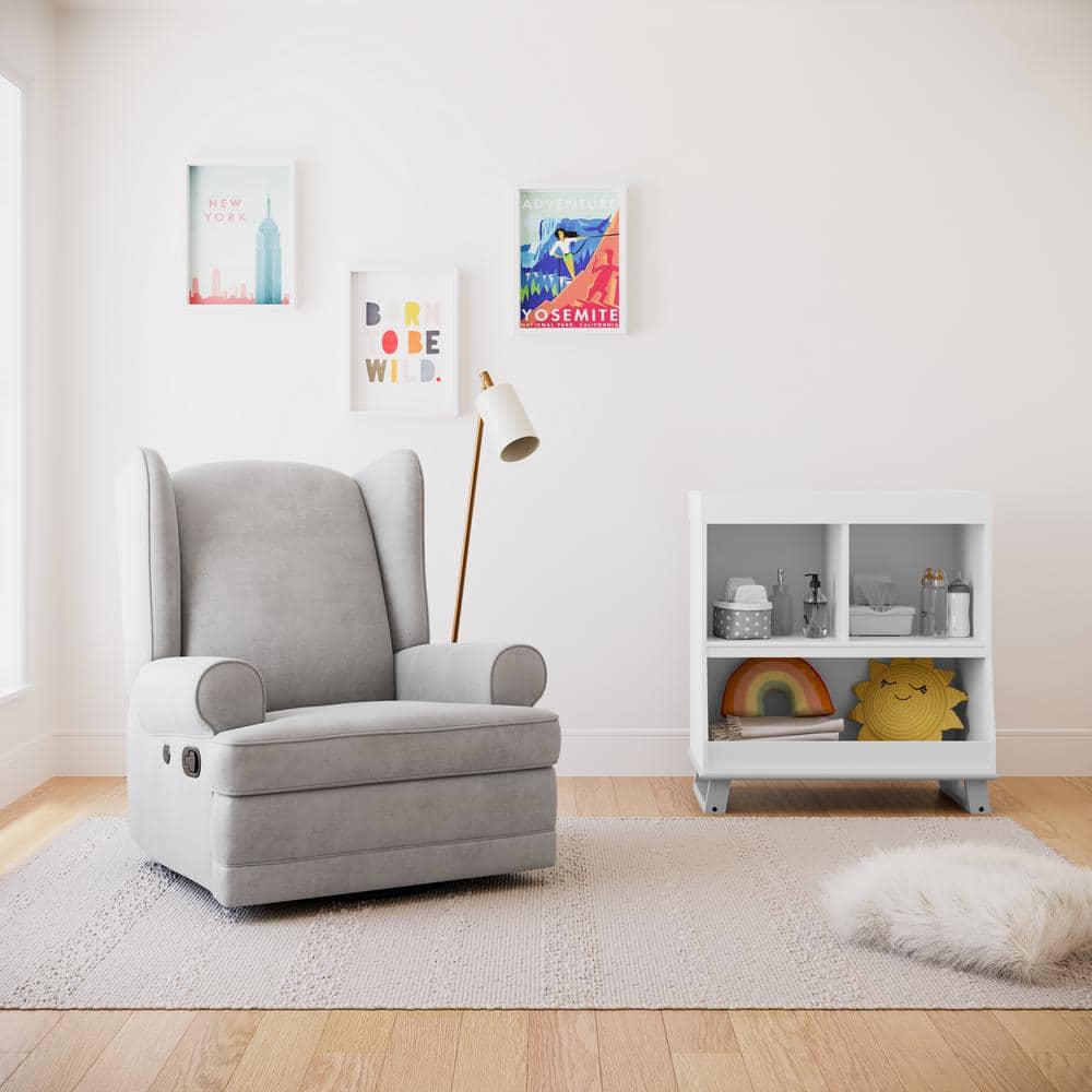 Serenity Wingback Steel Gray Swivel Recliner with USB Port