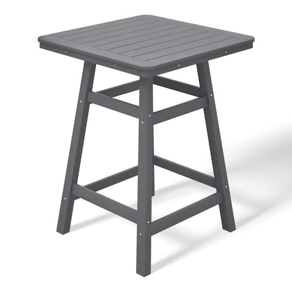 WESTIN OUTDOOR Laguna 30 in. Square HDPE Plastic Counter Height Outdoor Dining High Top Bar Table in Gray