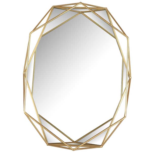 Mirrorize Canada 22 In X 17 Framed Gold Hexagon Wall Mirror Geometric Modern Industrial Metal Frame Accent Decor Imp8449 The Home Depot Mirrorize Canada 22 In X 17 Framed, Home Depot Wall Mirrors Canada