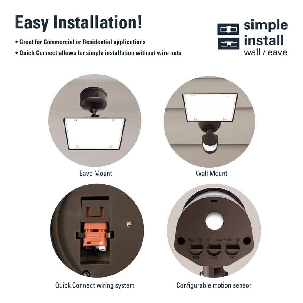 Bronze Motion Activated Outdoor LED Flood Light with Square Head