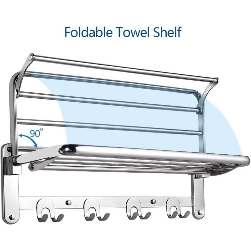 Matte Black Stainless Steel Wall Mounted Towel Rack with Hooks