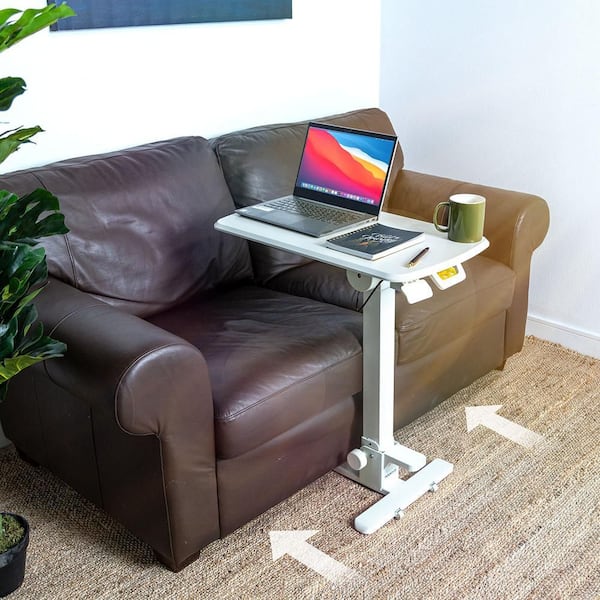 mount-it! 26.75 in White Foldable Rolling Overbed Desk/Table MI